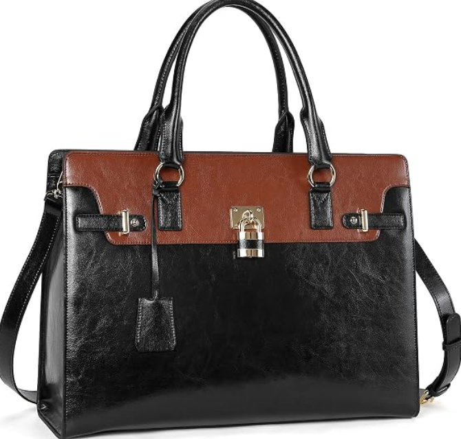 Valeao Women’s 15.6-Inch Leather Laptop Briefcase Slim Business Work Bag