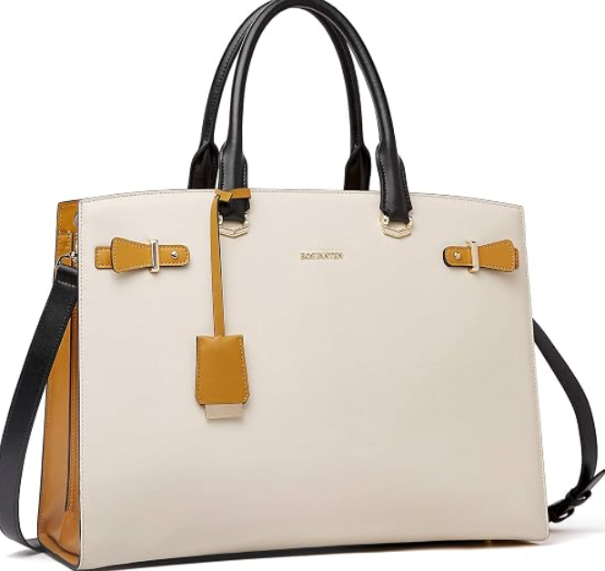 Valeao Women’s Genuine Leather 15.6-Inch Laptop Work Tote Bag